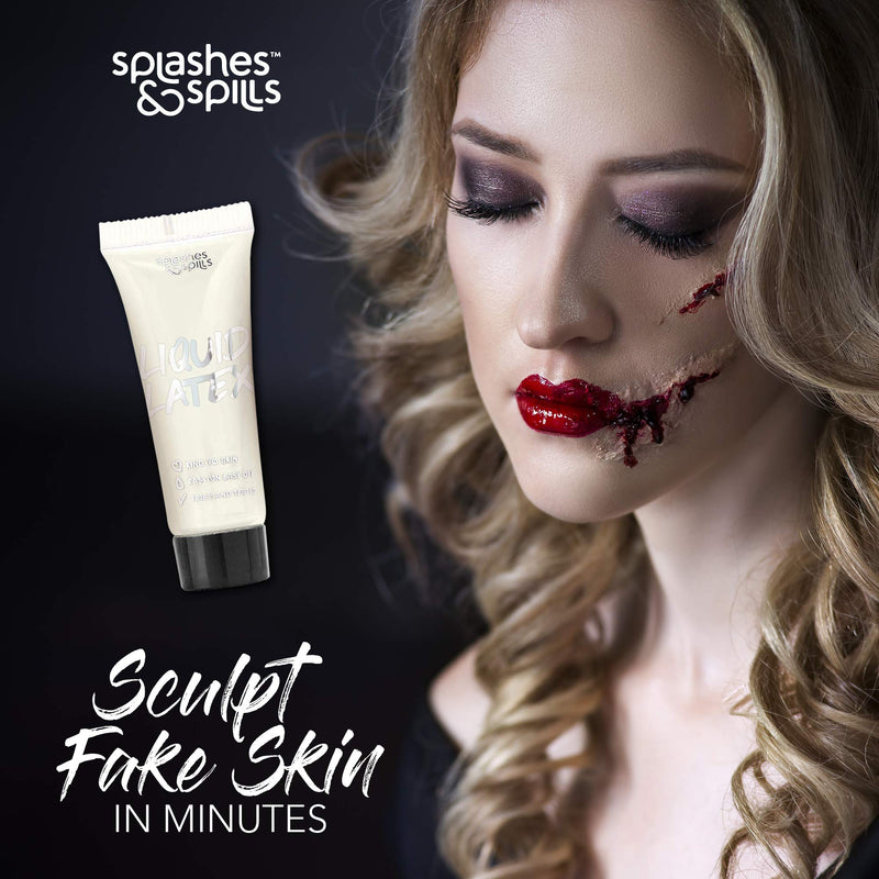 Liquid Latex by Splashes & Spills - 30ml sfx halloween makeup latex kit face paint - create scars, wounds and gashes - skin safe latex liquid UK - BeesActive Australia