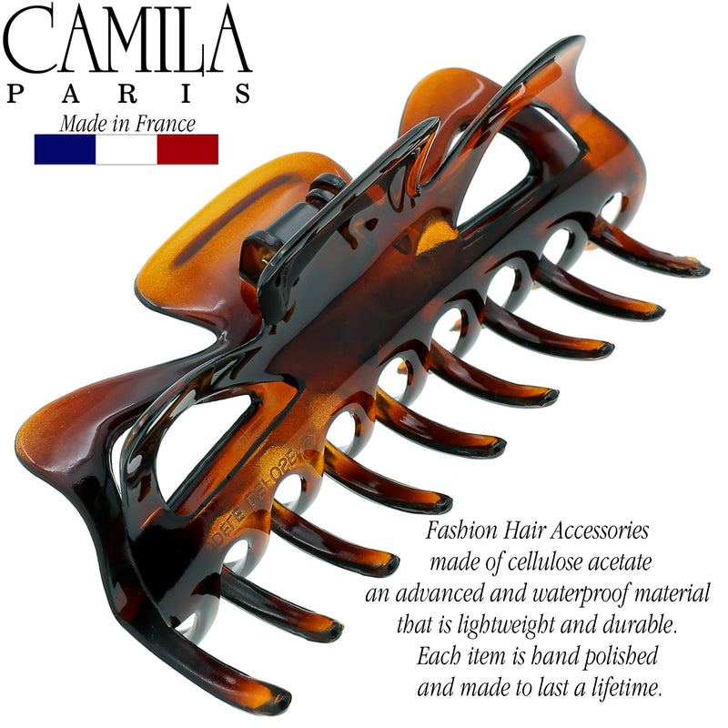 Camila Paris CP41 French Large Hair Clips for Women Thick Hair for Long Curly Wavy Hair, Girls Hair Claw Clip, Durable Styling Big Claw Clip for Thick Hair, Strong Hold No Slip Grip, Made in France Tortoise Shell 4.5" - BeesActive Australia