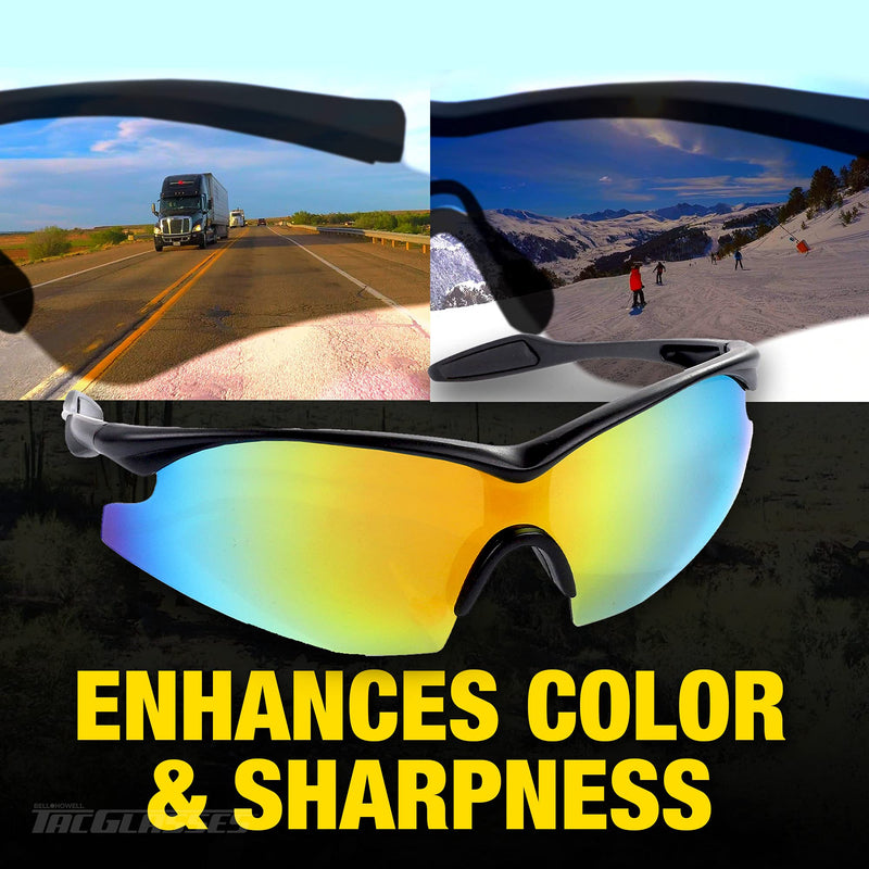 Tacglasses by Bell+Howell 3 Pack Polarized Sports Sunglasses, Nightvision Glasses and Blue Vision Military Eyewear For Outdoors with Anti-Glare and UV Ray Protection One-size-fits-all As Seen On TV - BeesActive Australia