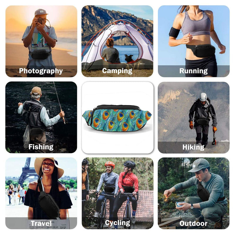 Peacock Fanny Pack For Men Women,With Adjustable Zipper Lightweight Strap Waist Pack For Casual Running Hiking Peacock - BeesActive Australia