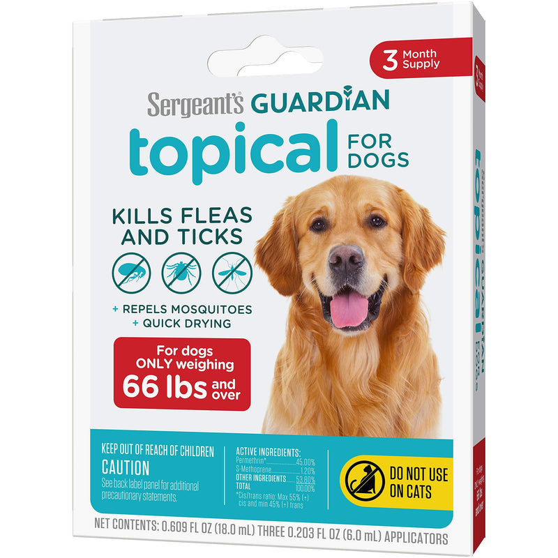 Sergeant's Guardian Flea & Tick Squeeze On Topical for Dogs, 66+ lbs, 3 Count - BeesActive Australia