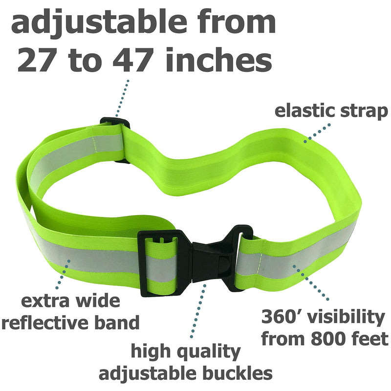 High Visibility Reflective Belt, Army PT Belt. Reflective Running Gear for Men and Women for Night Running Cycling Walking. Military Safety Reflector Strips 10 x Green Belt - BeesActive Australia