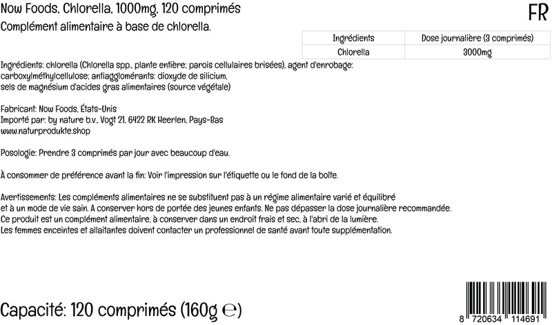 Now Foods, Chlorella, 1.000mg, with Broken Cell Walls, 120 Vegan Tablets, Lab-Tested, Soy Free, Gluten Free, Vegetarian, Non-GMO - BeesActive Australia