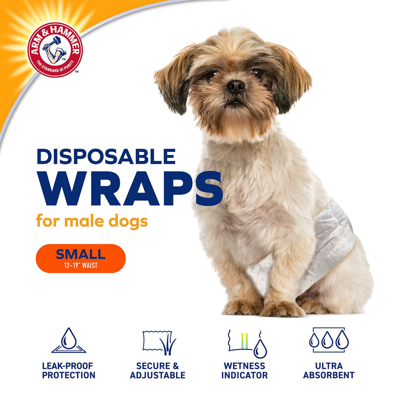Arm & Hammer for Pets Dog Diapers, 12 Count-Ultra-Absorbent, Adjustable Dog Diapers with Leak-Proof Protection and Wetness Indicator-Male and Female Dog Wraps, Diapers for Pets from Arm and Hammer Male Small - 12 Count - BeesActive Australia