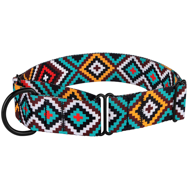 CollarDirect Aztec Martingale Collars for Dogs Heavy Duty Tribal Pattern Safety Nylon Training Collar Large Medium Small Ethnic Teal L, Neck Size 15"-20" - BeesActive Australia
