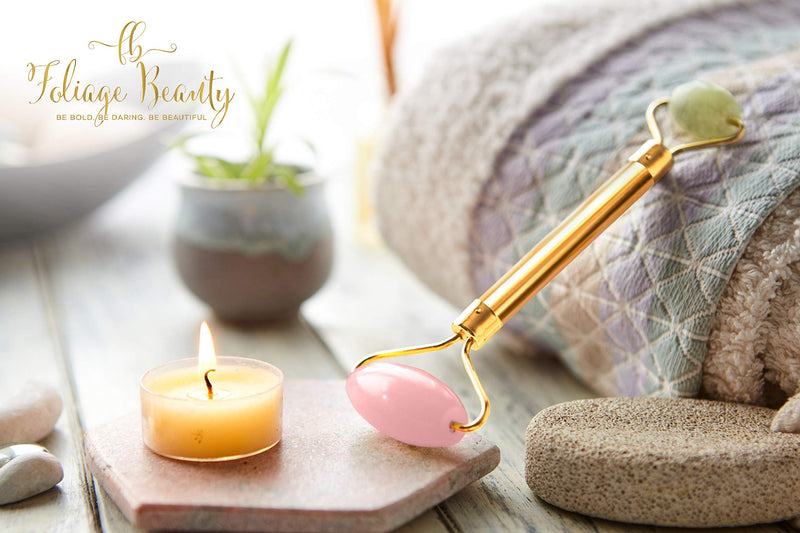 Jade Rose Quartz Roller Kit with 3 Changeable Heads | Face Facial Roller - BeesActive Australia