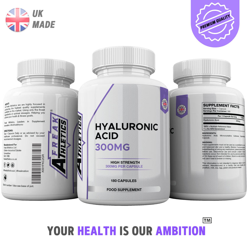 Hyaluronic Acid Capsules 300mg - 180 Capsules 6 Months Supply - Triple Strength Hyaluronic Acid Supplement - Hyaluronic Acid Tablets - BeesActive Australia