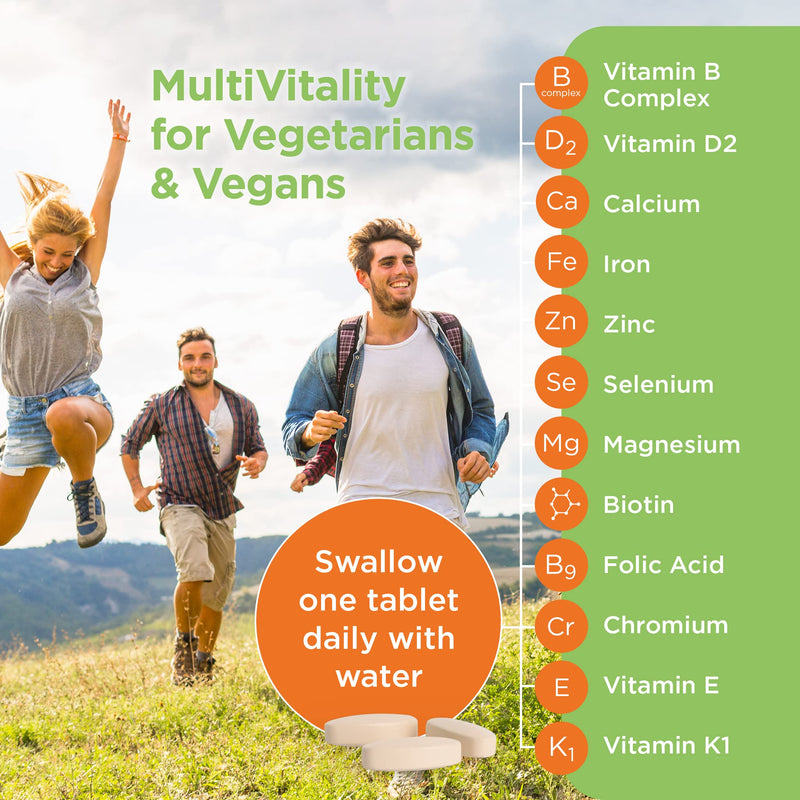 Healthspan Multivitamin for Vegetarians & Vegans (120 Tablets) | Promotes Immune Health and Energy Levels | Supports Bones, Teeth & Muscles | Includes Vitamins B12 & D, Calcium, Iron & Zinc | Vegan - BeesActive Australia