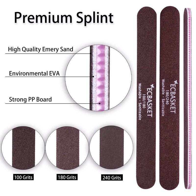 Nail Files for Acrylic Nails - Emery Board for Nails Professional Acrylic Nail File Double Sided Nail File for Natural Nails Acrylic Nails 100 180 240 Grit Washable Manicure Tools for Nail Salon Home - BeesActive Australia