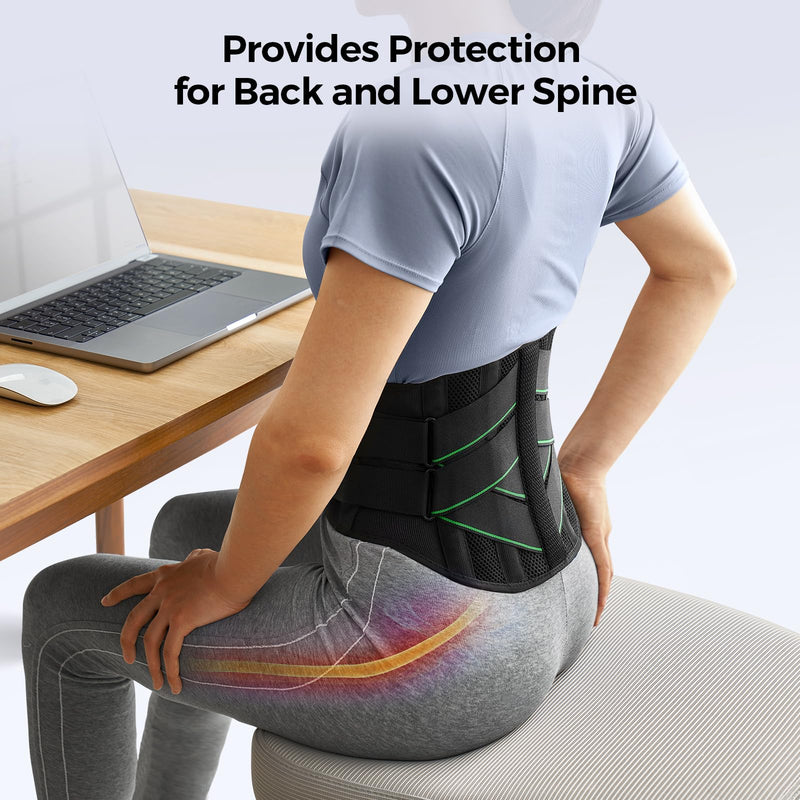 FREETOO Back Brace for Men Lower Back Pain with 7 Metal Stays, for Sciatica, Herniated Disc, Scoliosis and More Pain Relief! Breathable Back Support Belt for Women Work with Soft Pad, Lightweight Lumbar Support for Dairly Activity L(Waist:39"-45") Black - BeesActive Australia