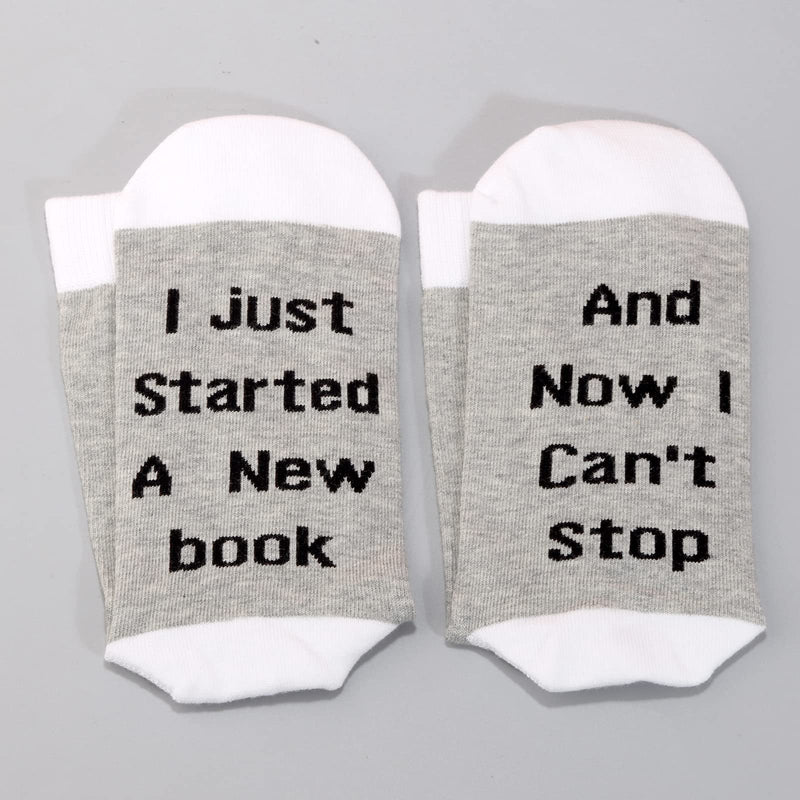 LEVLO Funny Reader Lovers Gifts I Just Started A New Book And Now I Can't Stop Socks Bookworm Gifts 2 Pairs-mid Calf-1 - BeesActive Australia