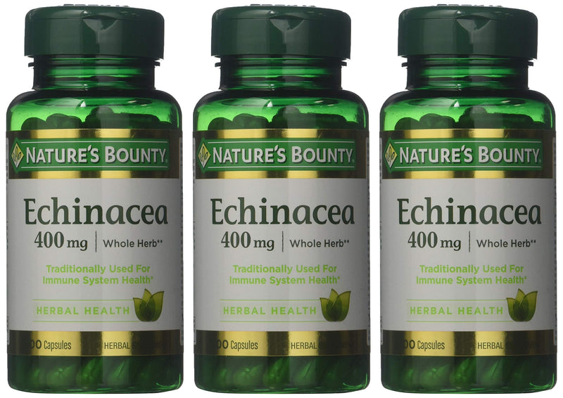 Nature's Bounty Natural Whole Herb Echinacea 400mg, 100 Capsules (Pack of 3) - BeesActive Australia