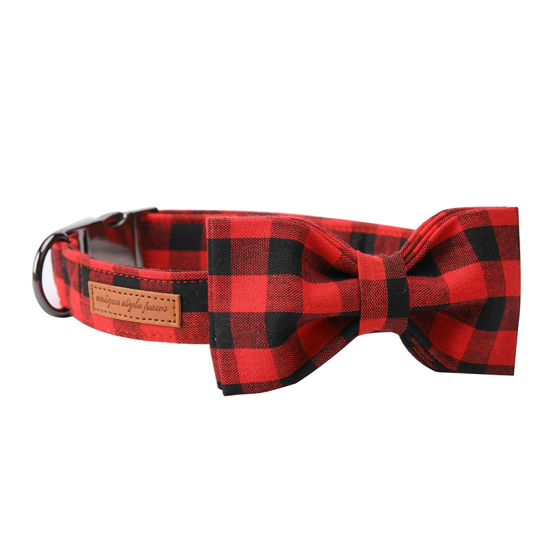 Unique Style Paws Pet Soft &Comfy Bowtie Dog Collar and Cat Collar Pet Gift for Dogs and Cats 6 Size and 7 Patterns Small (Pack of 1) Black and Red - BeesActive Australia