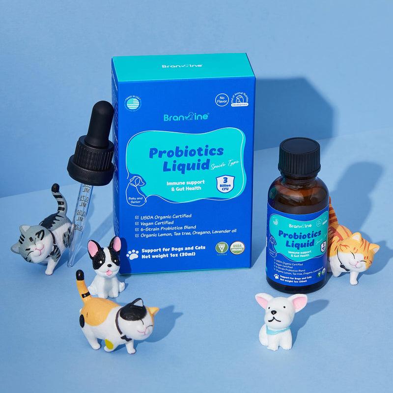 Branvine Probiotics Liquid Immune Support& Gut Health for Dogs and Cats - 6-Strains Probiotics with Organic Lemon, Organic Tea Tree, Organic Oregano, Organic Lavender (30 ml) - BeesActive Australia