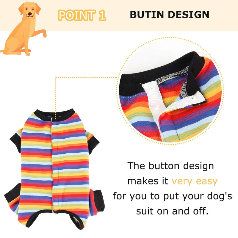 Pawcomon Recovery Suit for Dog After Surgery,Male Female Pet Onesie Clothes Dog Abdominal Wounds Bandages E-Collar& Cone Alternative,Prevent Licking Surgical Snuggly Suit X-Small Rainbow - BeesActive Australia
