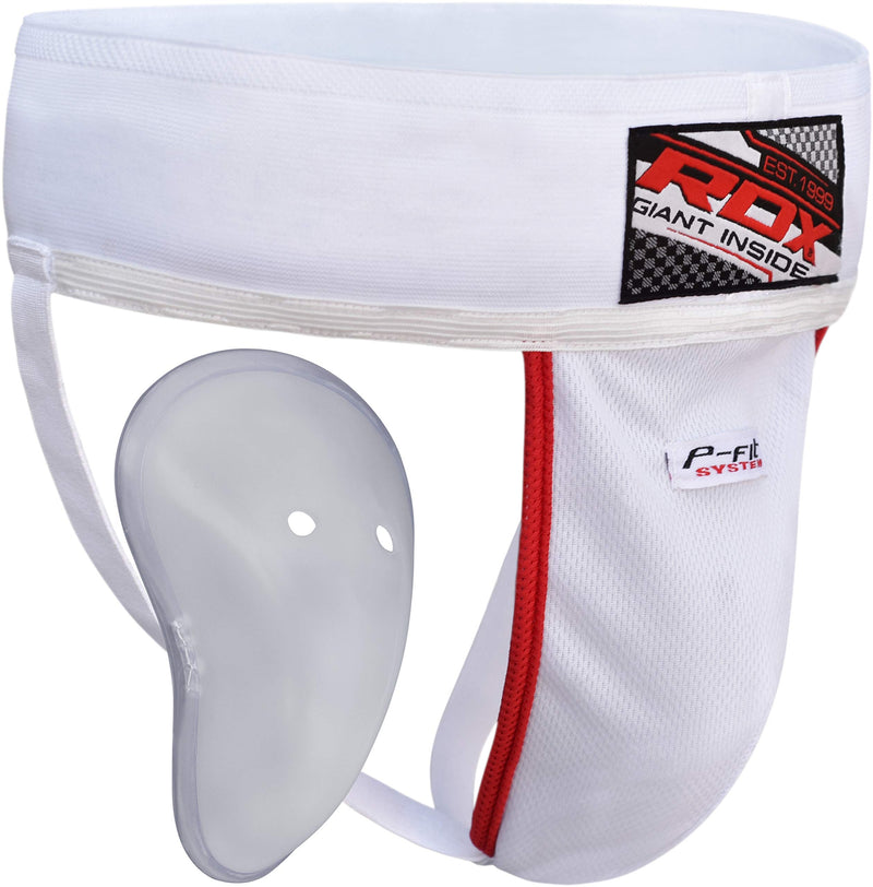 [AUSTRALIA] - RDX Groin Guard with Cup for Boxing, MMA, Muay Thai Training - Abdo Protection for Men Kickboxing & Martial Arts - Good for Sparring, Taekwondo, BJJ, Karate & Fighting Protector White Large 