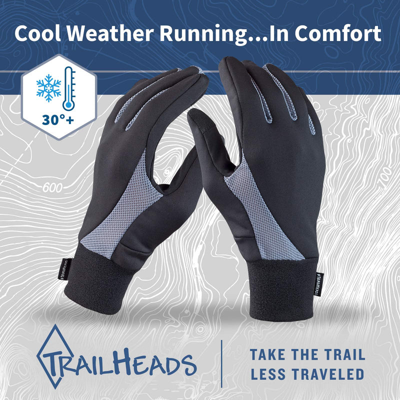 [AUSTRALIA] - TrailHeads Running Gloves | Lightweight Gloves with Touchscreen Fingers black/grey Large 