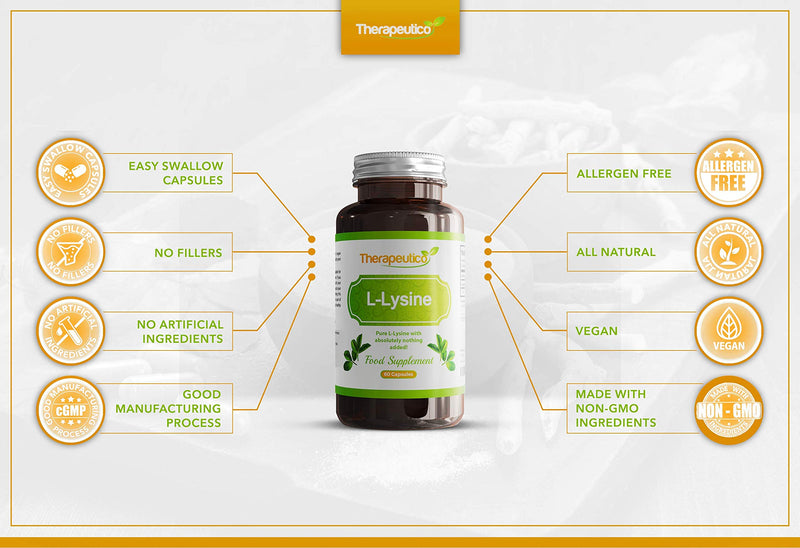 L-Lysine Capsules | Split Dose | 1000mg Serving | Easy Swallow Capsules | 60 Vegan Capsules | UK Made | No Binders, Fillers, Additives - BeesActive Australia