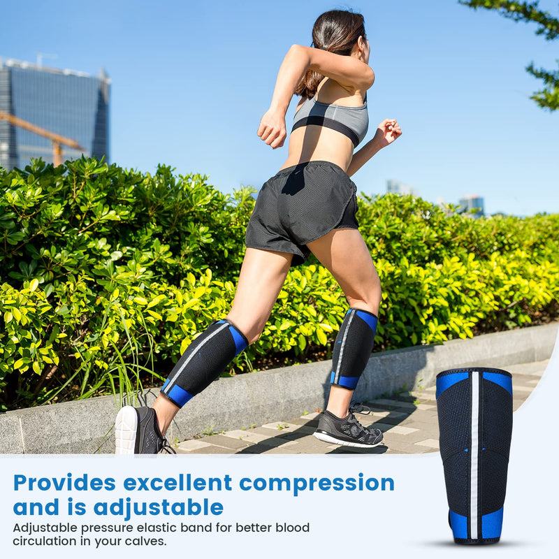 Calf Brace,Adjustable Compression Calf & Shin Splint Support Wrap,Lower Leg Sleeves for Men & Women,with Stretch Strap for Increased Pressure,Reduce Muscle Swelling, Varicose Veins, Pain Relief -L/XL L/XL - BeesActive Australia