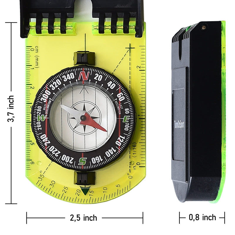 Sighting Compass Mirror Adjustable Declination - Boy Scout Compass Hiking Survival - Map Reading Compass Orienteering - Mirror Compass Hunting Fishing - Military Compass Waterproof Backpacking Camping Compass A - BeesActive Australia