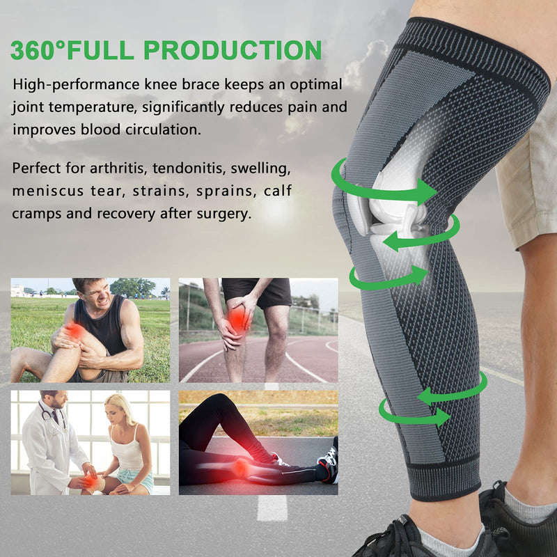 Knee Brace | Full Leg Sleeve | Knee Braces for Knee Pain Women & Men | Knee Compression Sleeves | Knee Support Knee Pads for Meniscus Tear, ACL, Arthritis, Joint Pain Relief,Sport (Pair) Black X-Large - BeesActive Australia
