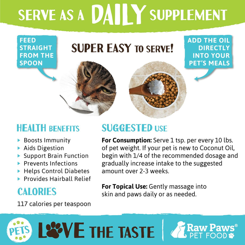 Raw Paws Organic Virgin Coconut Oil for Dogs & Cats, 8-oz - Supports Immune System, Digestion, Oral Health, Thyroid - All Natural Allergy Relief for Dogs, Hairball Relief - BeesActive Australia