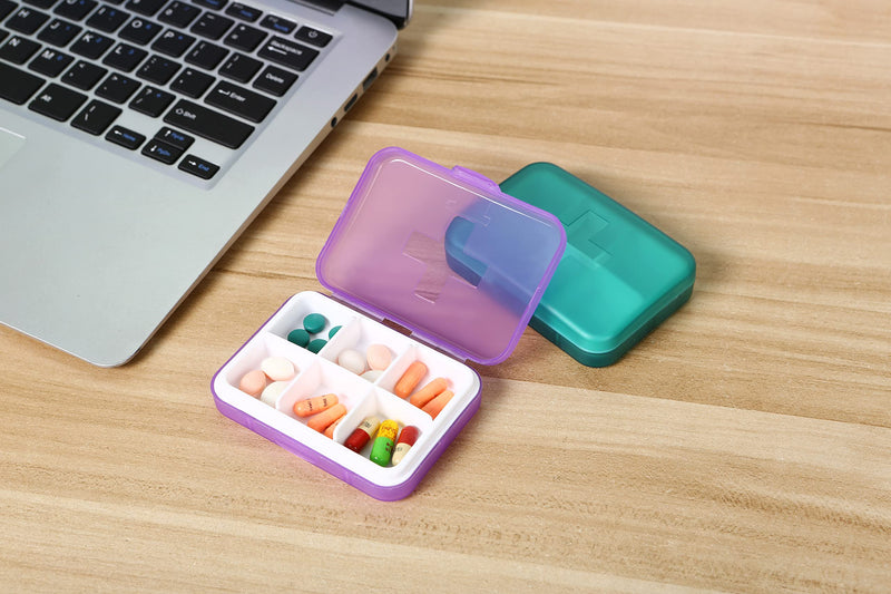 Pill Box Weekly, Portable Pill Organiser 6 Compartment, Daily Pill Box Organiser 6 Day，Holds Medication, Health Products or Small Accessories，Organiser Box Fit Easily Into a Pocket or Bag (Purple) Purple - BeesActive Australia