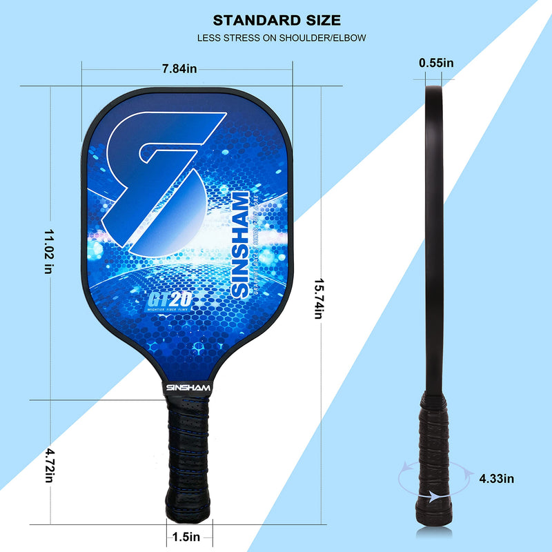 SINSHAM Pickleball Paddles,Pickleball Paddles Set of 2,Graphite Surface,Polypropylene Honeycomb Core,Cushion Grip,Lightweight Pickleball,1 Portable Drawstring Bag,2 Balls,2 Replacement Soft Grips fireball - BeesActive Australia