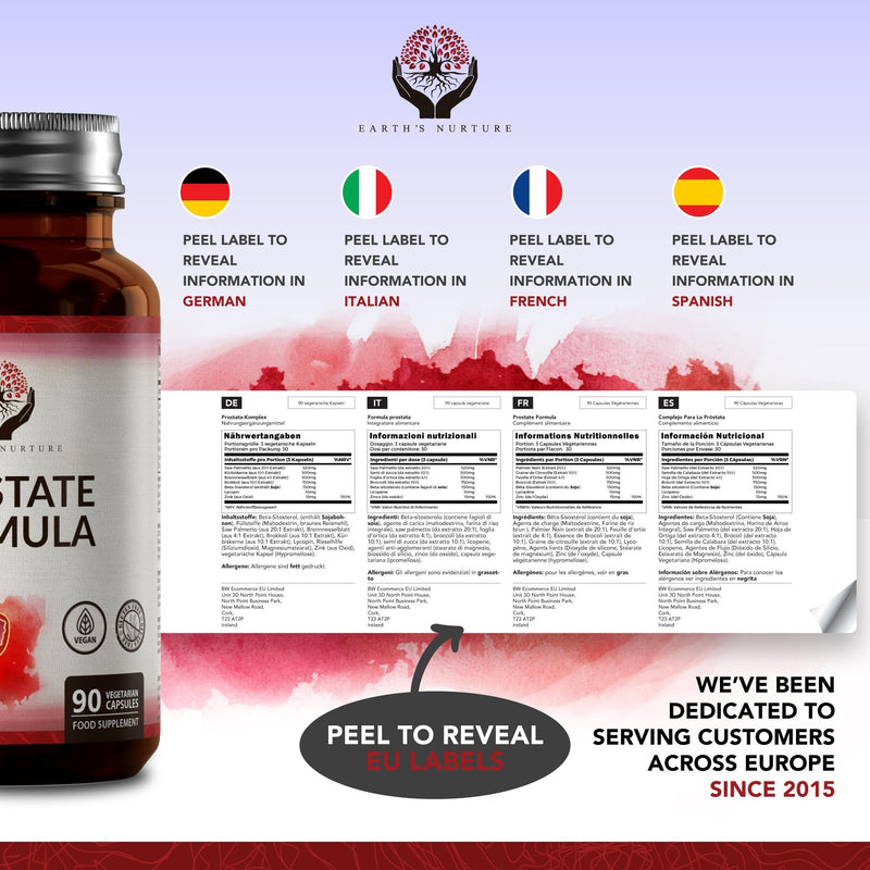 EN Prostate Supplement | with Saw Palmetto, Pumpkin Seed Extract & Zinc to Support Mens Health | 90 Vegetarian Prostate Capsules for Men | Non GMO & Gluten Free | Manufactured in The UK - BeesActive Australia