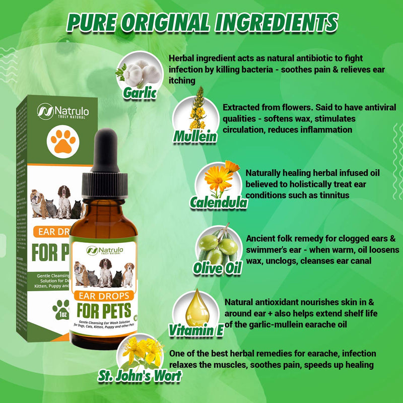 Natural Ear Cleaner for Dogs, Cats, Kitten, Puppy – Gentle Cleansing Ear Wash Solution Mite Infection & Yeast Treatment for Pets – Drying, Healing Medicinal Ear Cleaning Drops Made in USA - BeesActive Australia