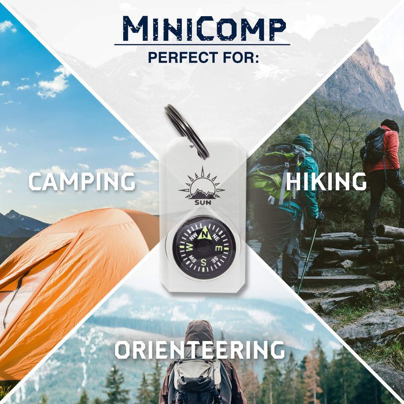 MiniComp - Zipperpull Mini Compass with Split Ring | Easy-to-Read Compass for Jacket, Parka, or Pack - BeesActive Australia