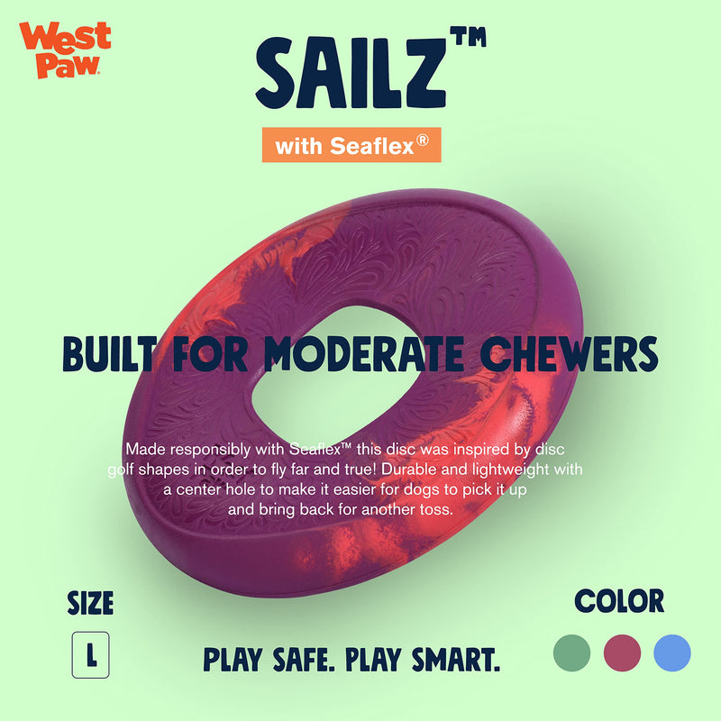 West Paw Seaflex Sailz Dog Toy Flying Disc – Machine Washable Dog Toys for Moderate Chewers – Eco-Friendly Zogoflex Toys for Dogs – Perfect for Gnawing, Fetch, Catch, Pet Training – 3 Colors Hibiscus - BeesActive Australia