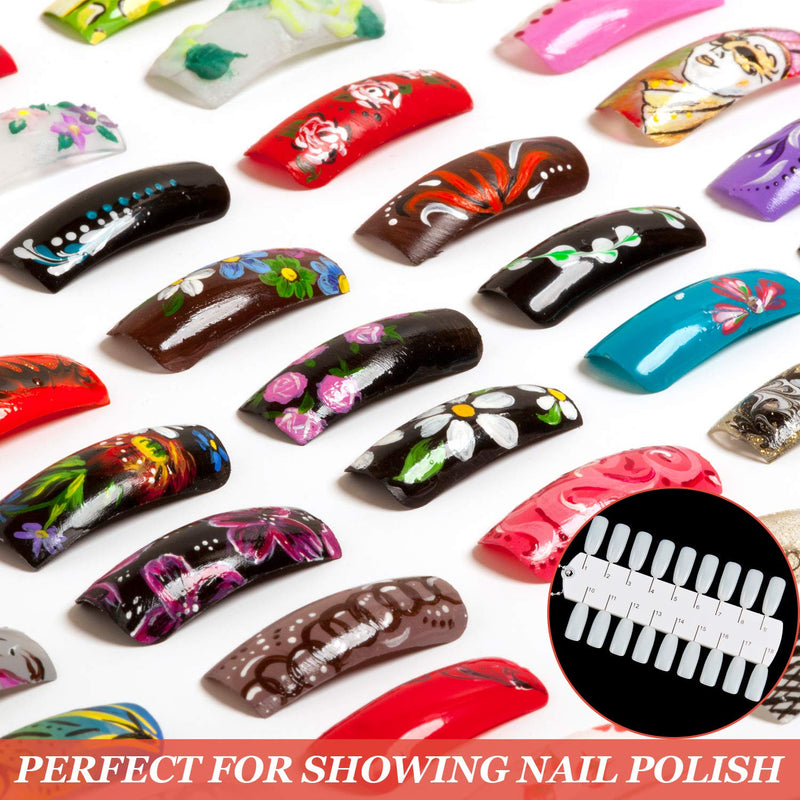 6 Sets 216 Tips Double Layer Nail Color Display Card Plastic Polish Board Nail Tips Display Palette Board with Chain for Nail Art Practice Design Training - BeesActive Australia