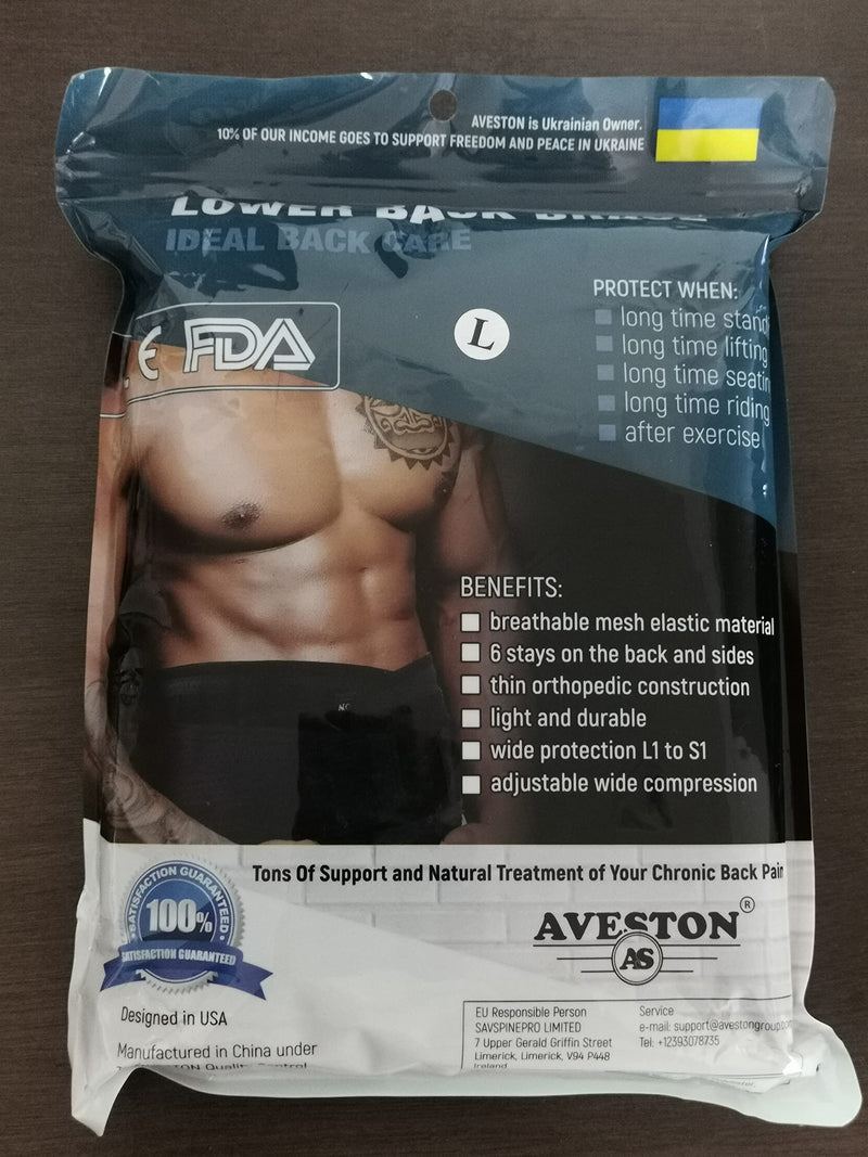 AVESTON Back Support Lower Back Brace for Back Pain Relief - Thin Breathable Rigid 6 ribs Adjustable Lumbar Support Belt Men/Women Keeps Your Spine Straight, Surgery, Fracture - Large 38-45" Belly Large (38-45 Inch) - BeesActive Australia