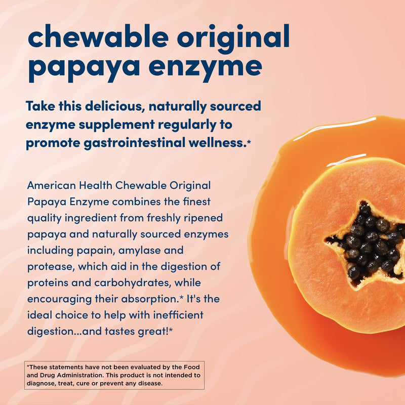 American Health Original Papaya Digestive Enzyme Chewable Tablets - Promotes Nutrient Absorption and Helps Digestion - 600 Count (200 Total Servings) - BeesActive Australia