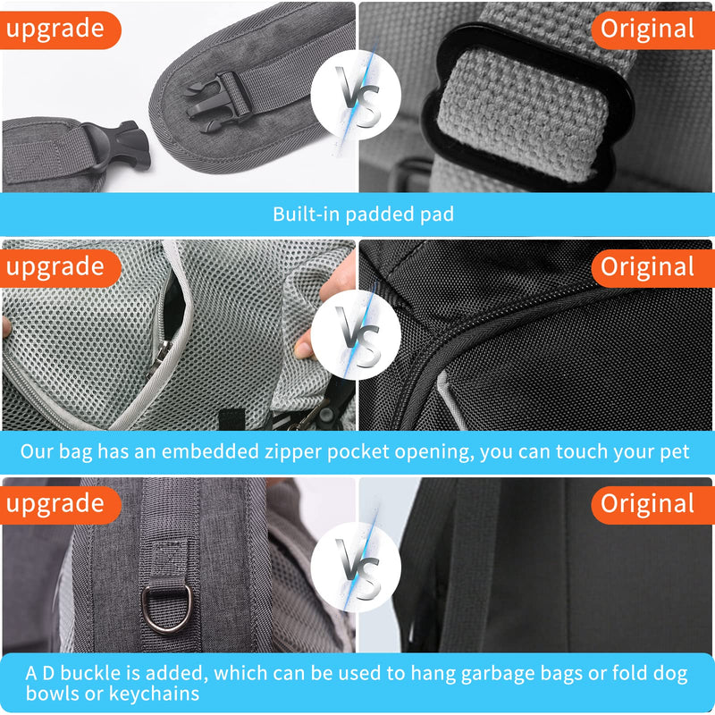 MQUPIN Pet Dog Sling Carrier, Breathable Puppy Sling Bag Adjustable Padded Shoulder Strap Mesh with Zipper , Hand Free Puppy Carrier for Small Dogs for Outdoor Travel Grey - BeesActive Australia