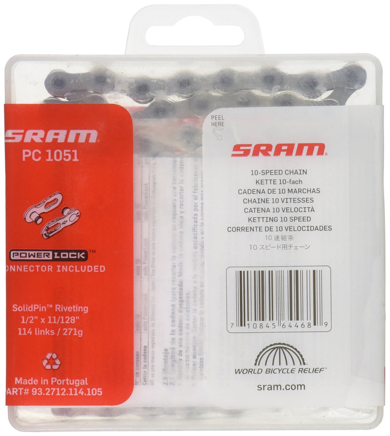 SRAM PC-1051 Chain w/PowerLock Silver 10-Speed - BeesActive Australia