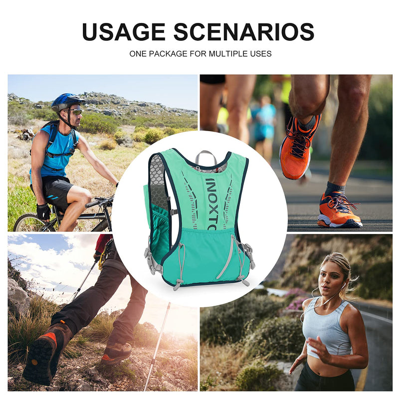 INOXTO Hydration Vest Backpack,Lightweight Water Running Vest Pack with 1.5L Water Bladder Bag Daypack for Hiking Trail Running Cycling Race Marathon for Women Men Kids Green - BeesActive Australia