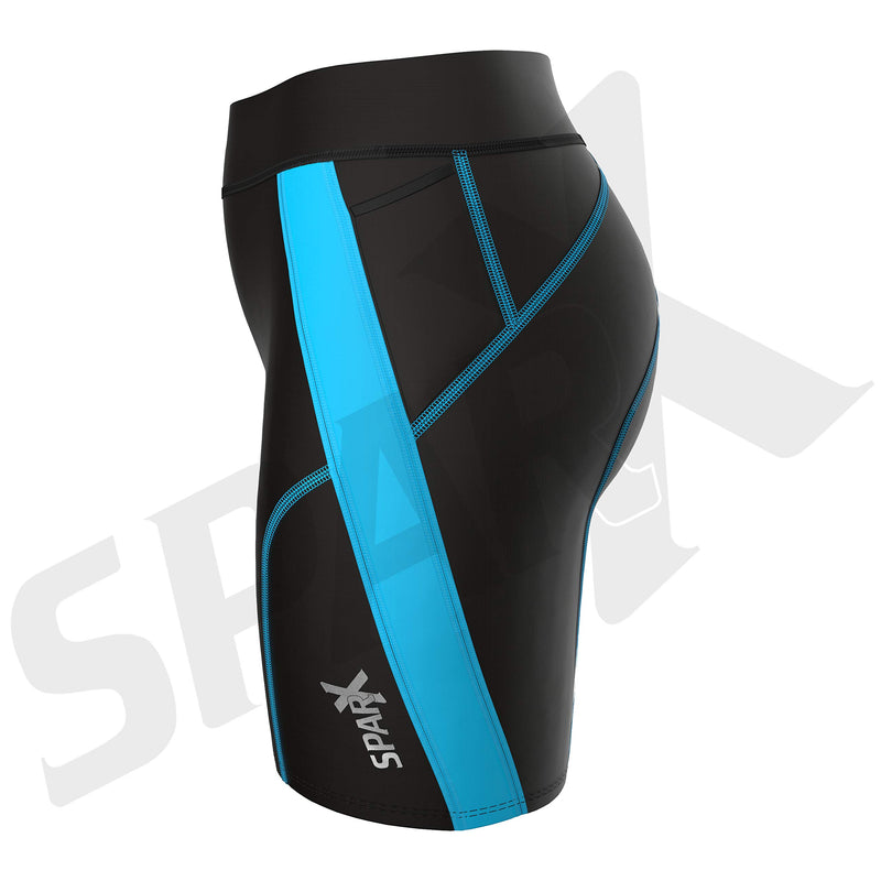 [AUSTRALIA] - Sparx Triathlon Shorts Women | Womens Triathlon Shorts | Womens Tri Shorts 7" with Italian Chamois | High Performance Triathlon Shorts with 2 Pockets Black/Aqua XX-Large 