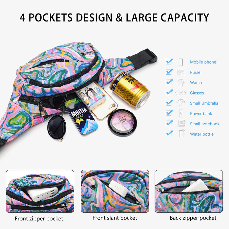 Fanny Pack for Men Women - Long Keeper Multifunction Waist Bag Water Resistant Chest Bag Adjustable Belt Walking Running (Purple) Purple - BeesActive Australia