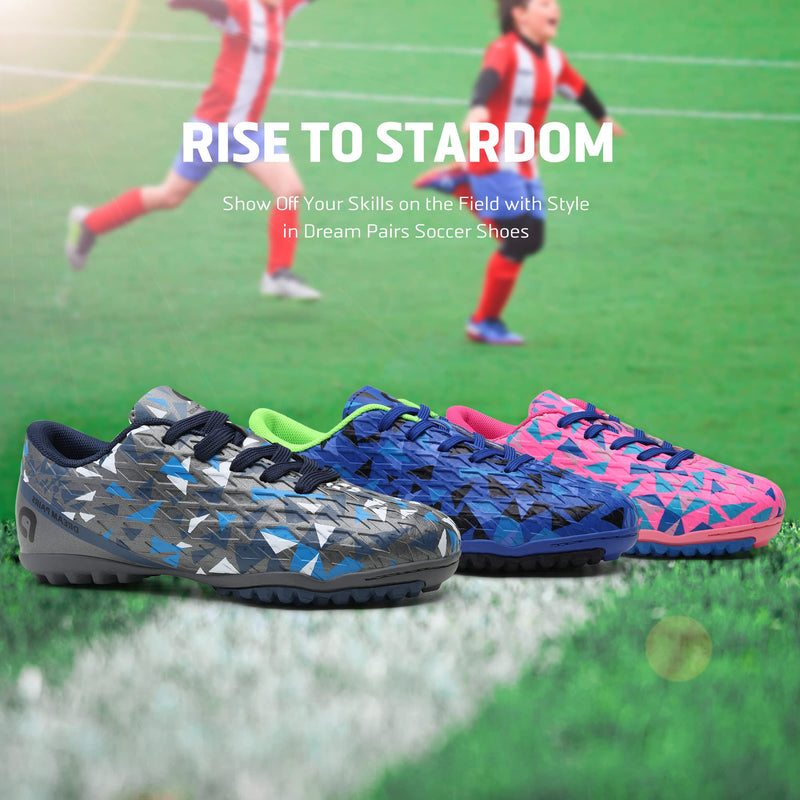DREAM PAIRS Boys Girls Indoor Turf Soccer Shoes Lace Up Cleats(Toddler/Little Kid/Big Kid) 1 Little Kid Black/Neon/Green - BeesActive Australia