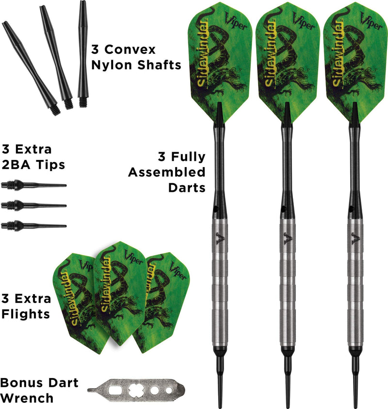 [AUSTRALIA] - Viper Sidewinder 80% Tungsten Soft Tip Darts, 18 Grams Fine Knurling 