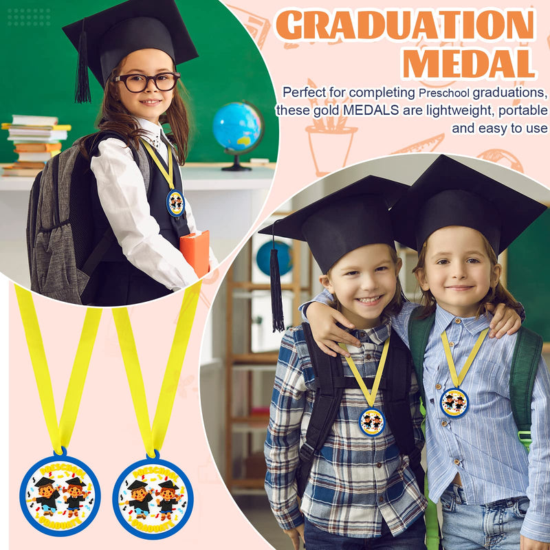 Henoyso Kids Kindergarten Graduation Award Medal Rubber Graduation Award Medal with Neck Ribbon Graduation Preschool Medals for Graduating Gifts Favors, 2 Inch 24 Preschool Graduate - BeesActive Australia