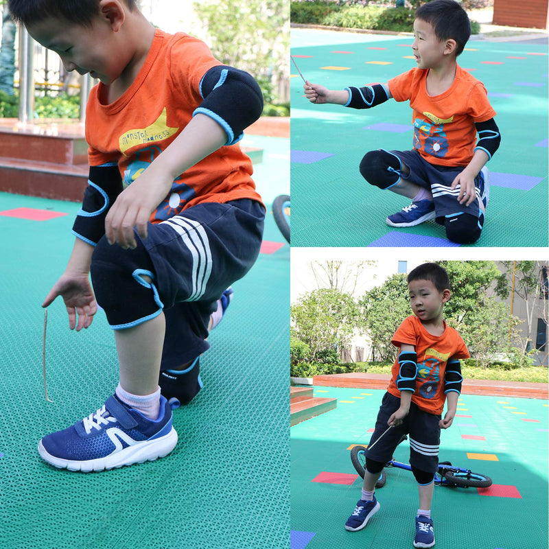 Sborter Adjustable Soft Elbow Pads and Knee Pads for Kids, Child Protective Pad Sets for Bicycle Roller Skating Basketball Football Volleyball Dancing Kneeling Blue M - BeesActive Australia