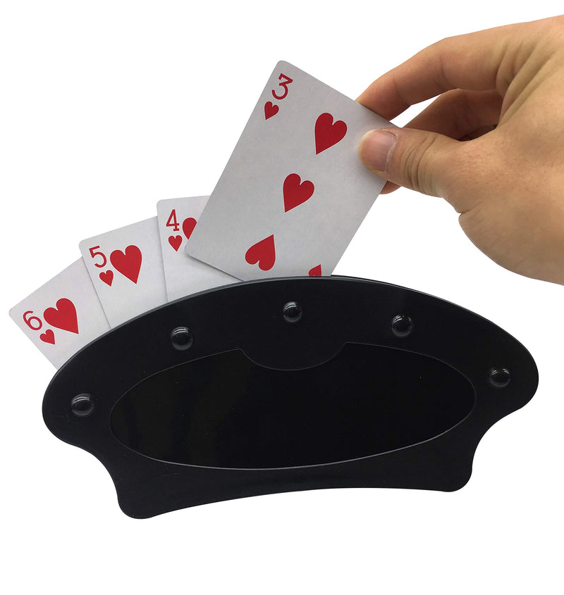 Playing Card Holders, Poker Cards Accessorie Plastic Hands-Free Trays for Kids, Seniors at Game Night Canasta Jumbo Bridge Euchre Cards Games Black 2pcs - BeesActive Australia