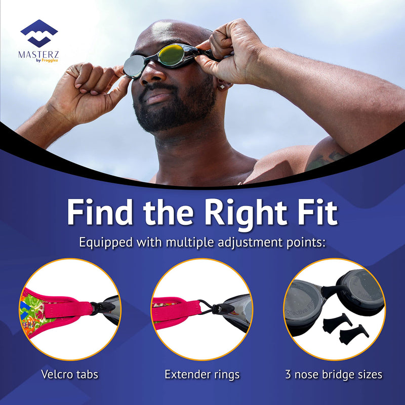 Frogglez Swim Goggles for Kids & Masterz for Adults & Teens Bundle - Premium Pain-Free Strap | Anti-Fog Mirrored Lenses - BeesActive Australia