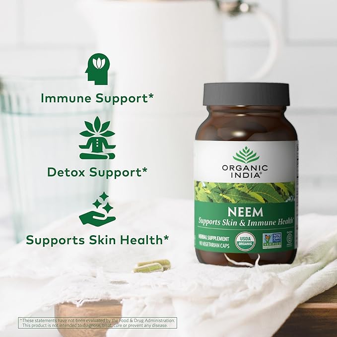 Organic India Neem - 90 Vegetarian Capsules - BeesActive Australia