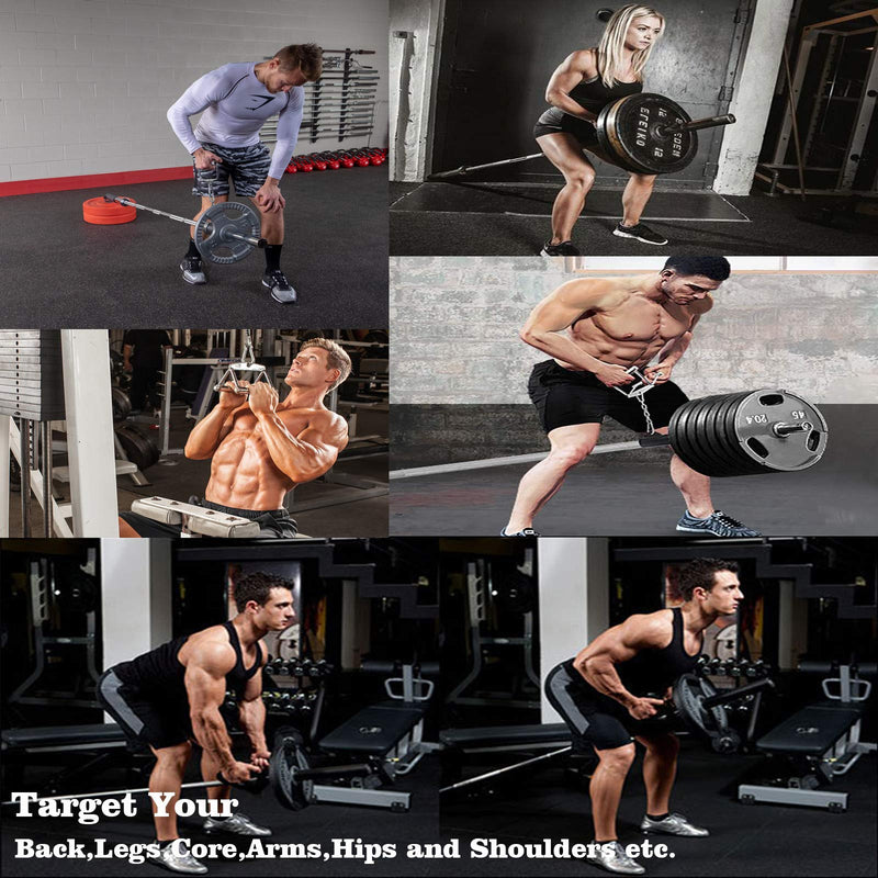 Favuit T-Bar Row Platform 27" Tricep Rope Pull Down-Landmine Eyelet Attachment with Chain fits 2" Olympic Bar Heavy Duty Coated Nylon Rope with Solid Rubber Ends for Home Gym - BeesActive Australia