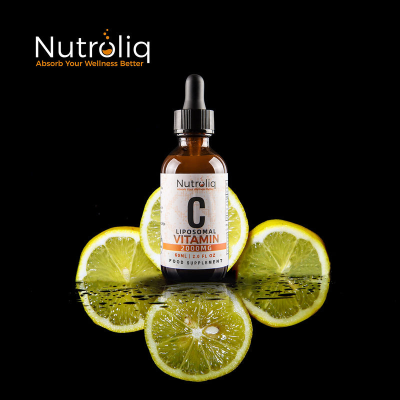 Nutroliq Liposomal Vitamin C Liquid Drops - Vegan Supplements for Men & Women's Health - Helps Boost Immune System - Quick-Absorbing, 2000mg Per Serving, Natural Orange Flavour - 60ml Glass Bottle - BeesActive Australia