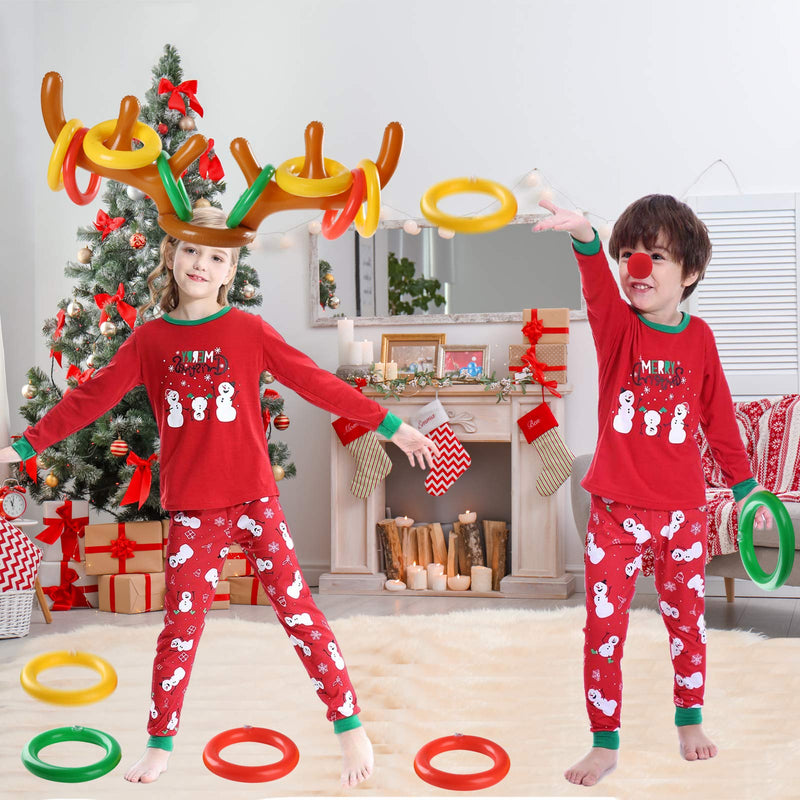 [AUSTRALIA] - Uniqhia 2 Sets Inflatable Reindeer Antler Ring Toss Game (2 Antlers 20 Rings) for Christmas Party Games Brown Anlter 